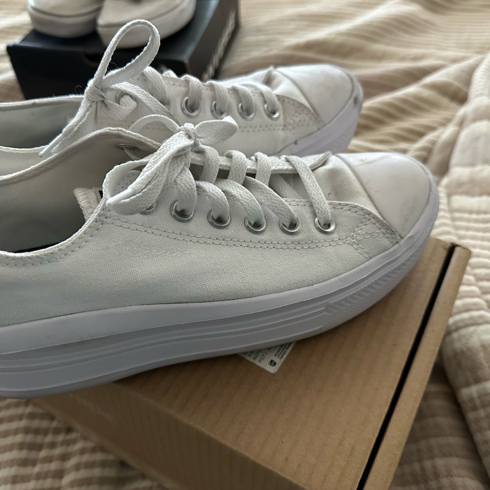 Converse White Low Top Canvas Sneakers - Customized on heel